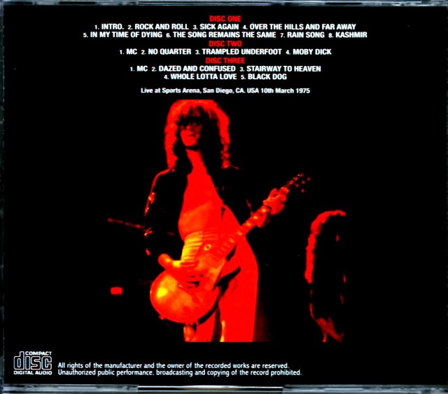 led zeppelin レッドツェッペリン　M&Oタグ Led Zeppelin レッド・ツェッペリン/MD,USA 1975 8mm