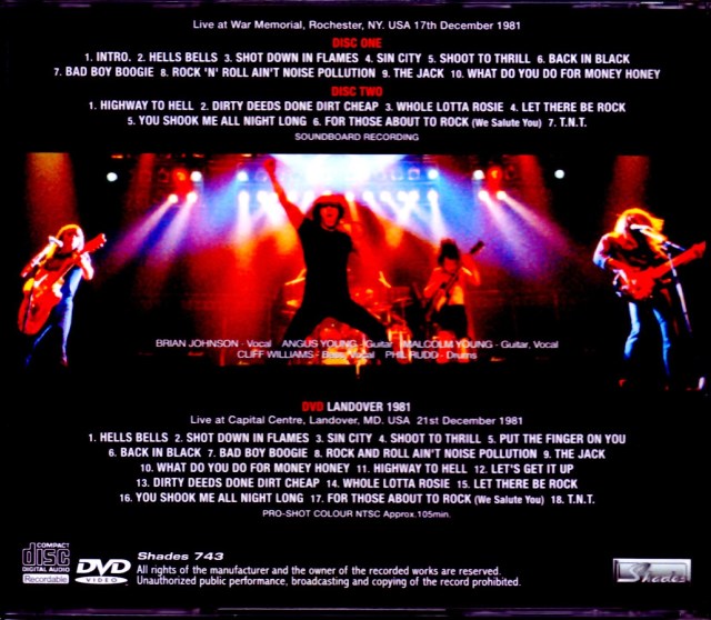 AC/DC エイシー・ディーシー/NY,USA 1981 & more