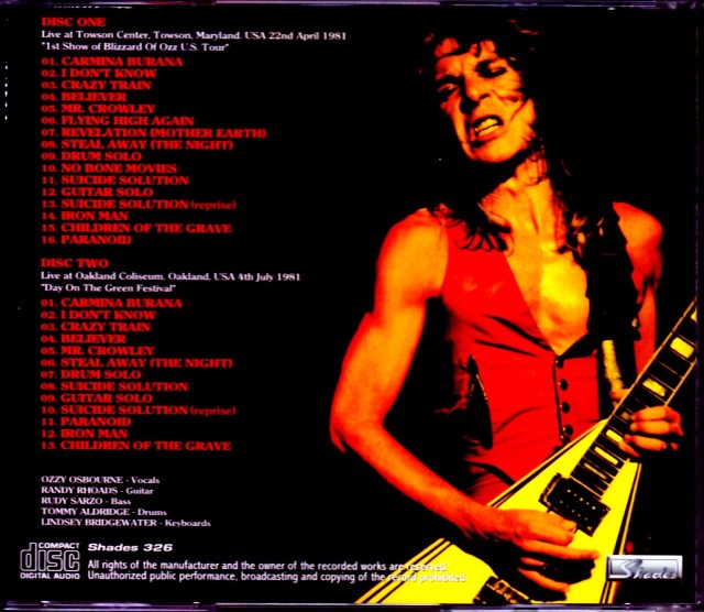Amazon.co.jp: OZZY OSBOURNE オジーオズボーン - Randy Rhoads
