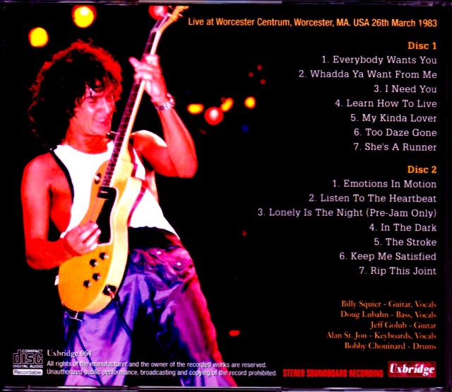 Billy Squier ビリー・スクワイヤー/MA,USA 1983