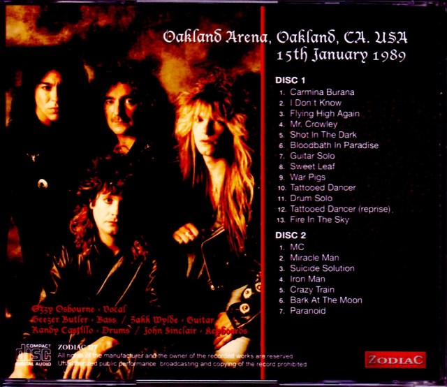 オジー・オズボーン Ozzy Osbourne 限定フレーム コレクション 6 Ozzy Osbourne オジー・オズボーン/CA,USA 1989