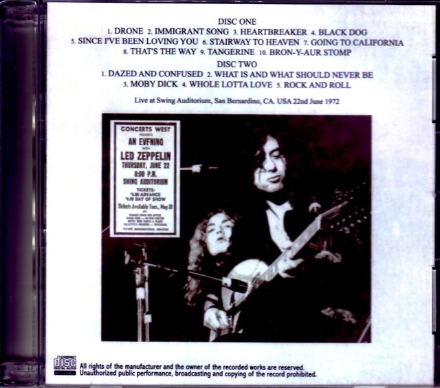 Led Zeppelin レッド・ツェッペリン/CA,USA 6.22.1972