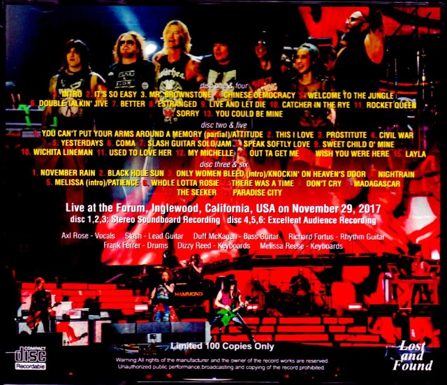 Guns N' Roses ガンズ・アンド・ローゼス/CA,USA 2017 AUD & SBD