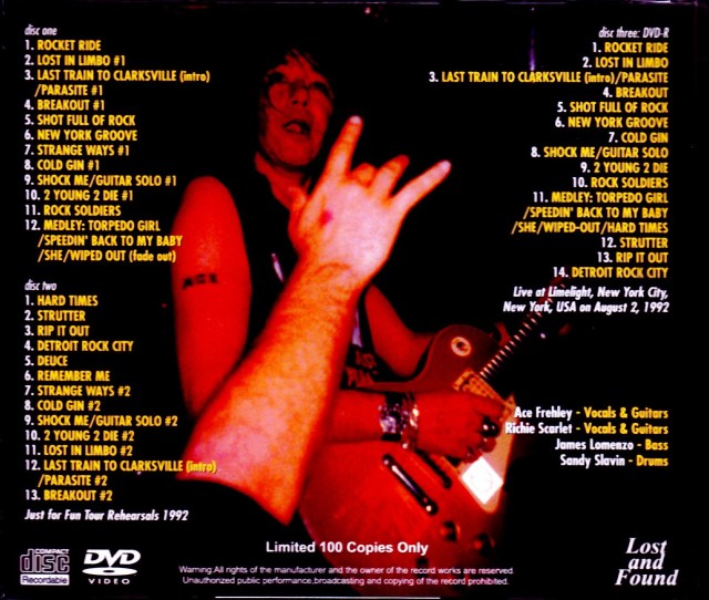 Ace Frehley エース・フレーリー/Rehearsals 1992 & more