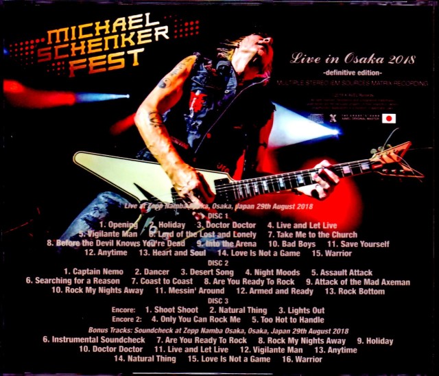 Michael Schenker Fest マイケル・シェンカー/Osaka,Japan 2018 & SC