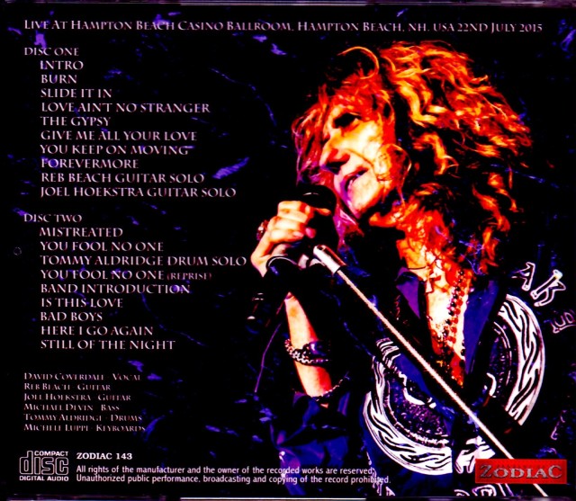 ホワイトスネイク ホワイトスネイク / 2003年9月25日 ZEPP東京公演 超高音質完全