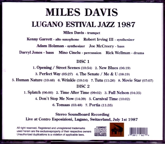 MIles David マイルス・デイビス/Switzerland 1987