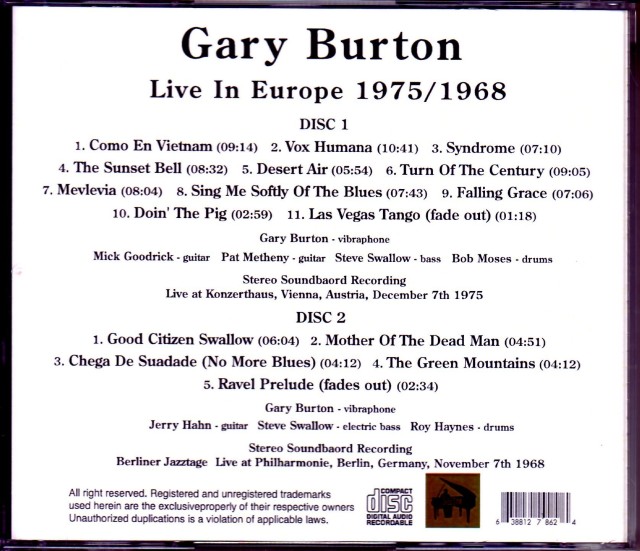 Gary Burton ゲイリー・バートン/Austria 1975 & more