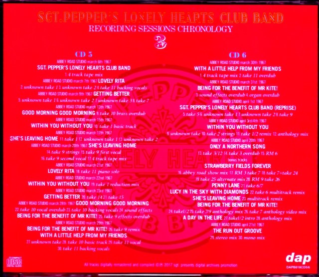 Beatles ビートルズ/SGT.Pepper's Lonely Hearts Club Band Recording