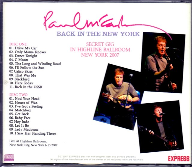 Paul McCartney ポール・マッカートニー/NY,USA 2007