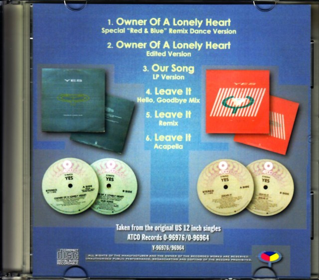 Yes イエス/Owner of a Lonely Heart US 12” Singles