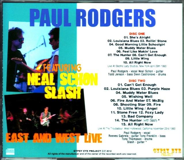 Paul Rodgers ポール・ロジャース/NY,USA 1993 & more