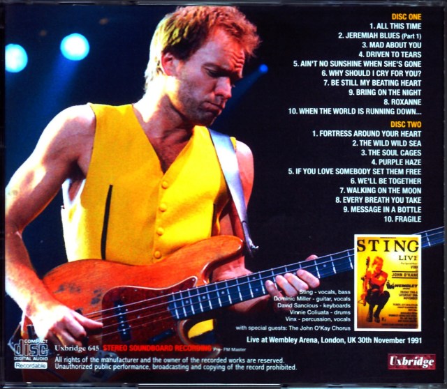 スティング　STING 洋楽雑誌&ビデオ　10点セット　コレクション Sting スティング/London,UK 1991