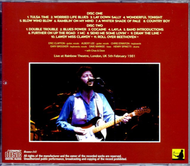 Eric Clapton エリック・クラプトン/London,UK 2.5.1981