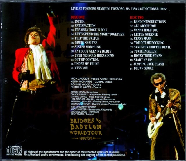 Rolling Stones ローリング・ストーンズ/MA,USA 10.21.1997 Upgrade