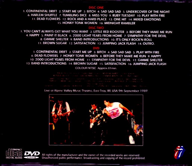 ★ローリング・ウィズ・ザ・ストーンズ　★美品★ Rolling Stones ローリング・ストーンズ/WI,USA 1989 S & V