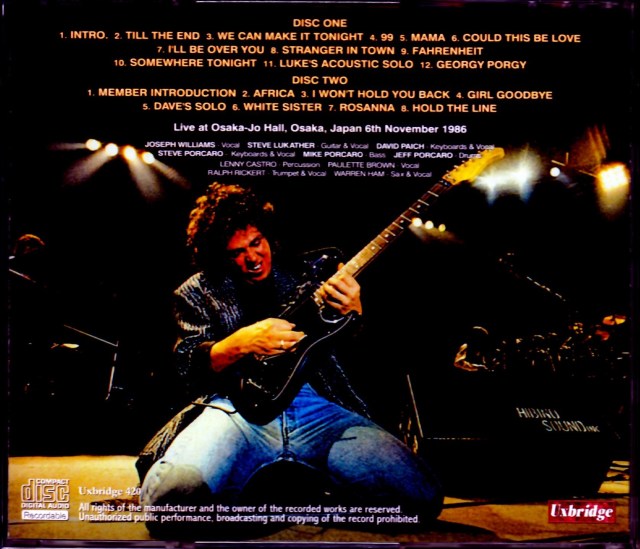 Toto | Live at Le Zénith, Paris, France - 1987 (Full