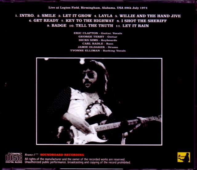 Eric Clapton エリック・クラプトン/Alabama,USA 1974 Upgrade