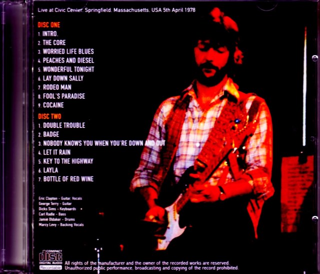 Eric Clapton エリック・クラプトン/MA,USA 1978 AUD Ver.