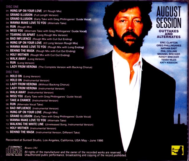 Eric Clapton エリック・クラプトン/August Studio Recording Session