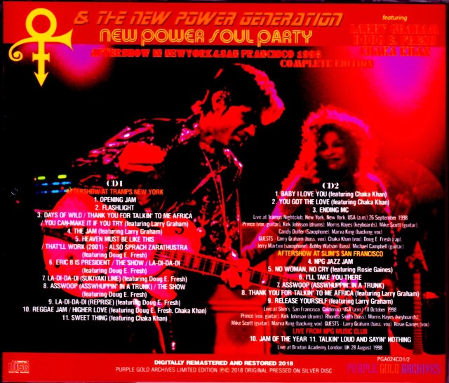 Prince,Larry Graham,Chaka Khan プリンス/NY,USA 1998 & more