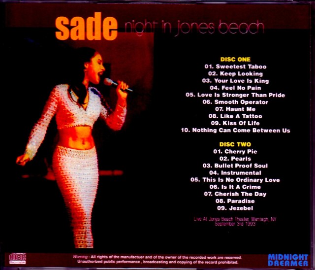 SADE 日本公演パンフレット【1993年】 SADE 日本公演パンフレットとDVD