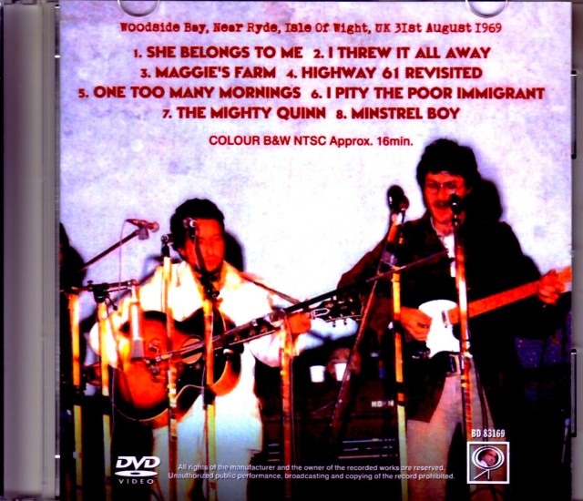 Bob Dylan ボブ・ディラン/UK 1969 with SBD