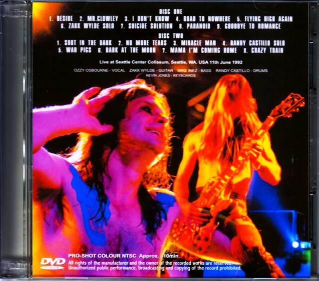 Ozzy Osbourne オジー・オズボーン/WA,USA 1992