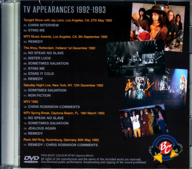 Black Crowes ブラック・クロウズ/TV Appearances 1992-1993