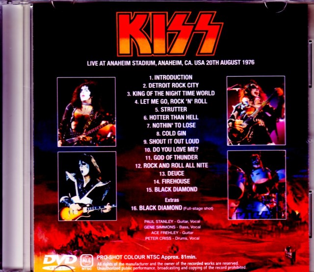 KISS キッス　地獄の復活　 DVD海外版　ミートザファントム Kiss キッス/Tokyo,Japan 1977 Evening Show Complete Best