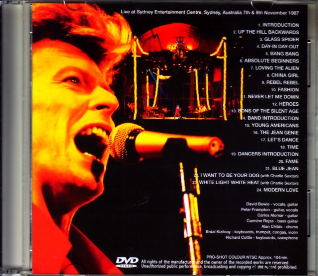 David Bowie デヴィッド・ボウイ/Australia 1987