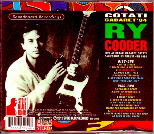 Ry Cooder ライ・クーダー/CA,USA 1984