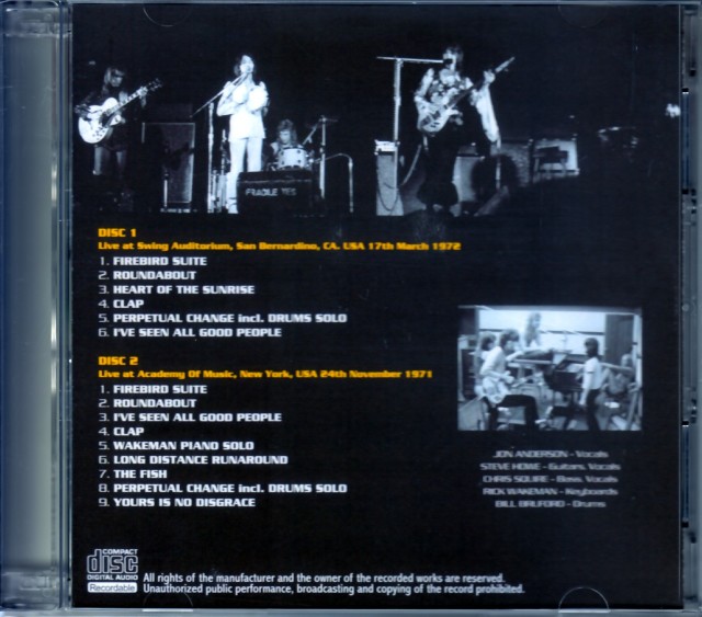 Yes イエス/Ca,USA 1972 & more