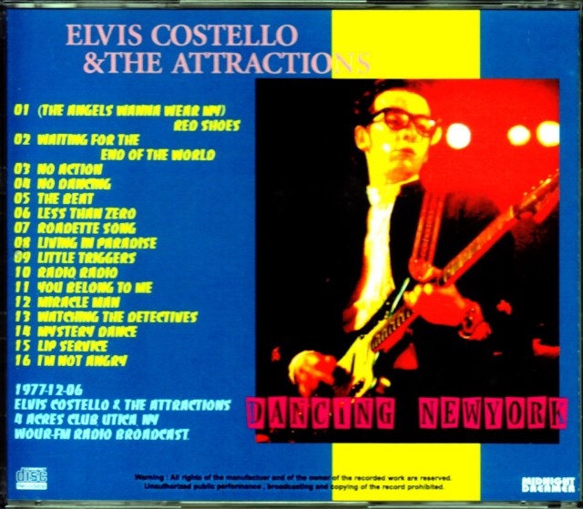 エルヴィス・コステロ（Elvis Costello）シルクスクリーン　ポスター Elvis Costello エルヴィス・コステロ/MD,USA 1989