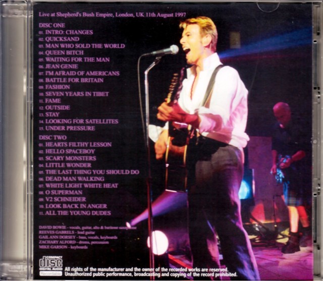 David Bowie デヴィッド・ボウイ/London,UK 8.11.1997