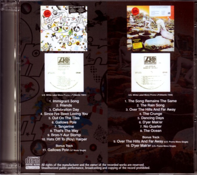 入手困難　映画記念LED ZEPPELIN III mono promo DJ Led Zeppelin レッド・ツェッペリン/III and Houses of the Holy