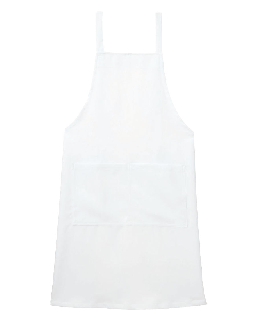 胸当てエプロン◆ホワイト【非フッ素撥水 ツイル】