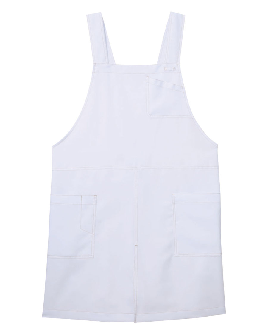 胸当てエプロン◆ホワイト【非フッ素撥水 ツイル】