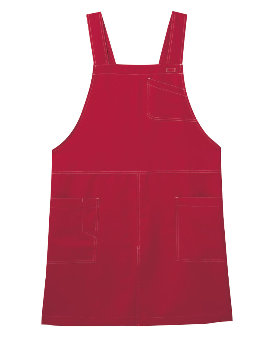 胸当てエプロン◆レッド【非フッ素撥水 ツイル】