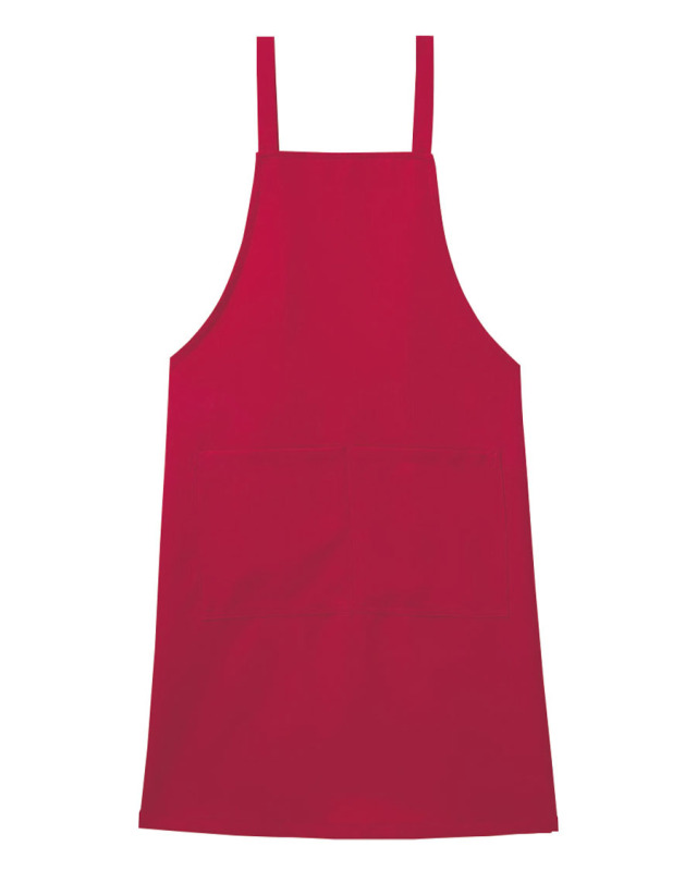 胸当てエプロン◆レッド【非フッ素撥水 ツイル】