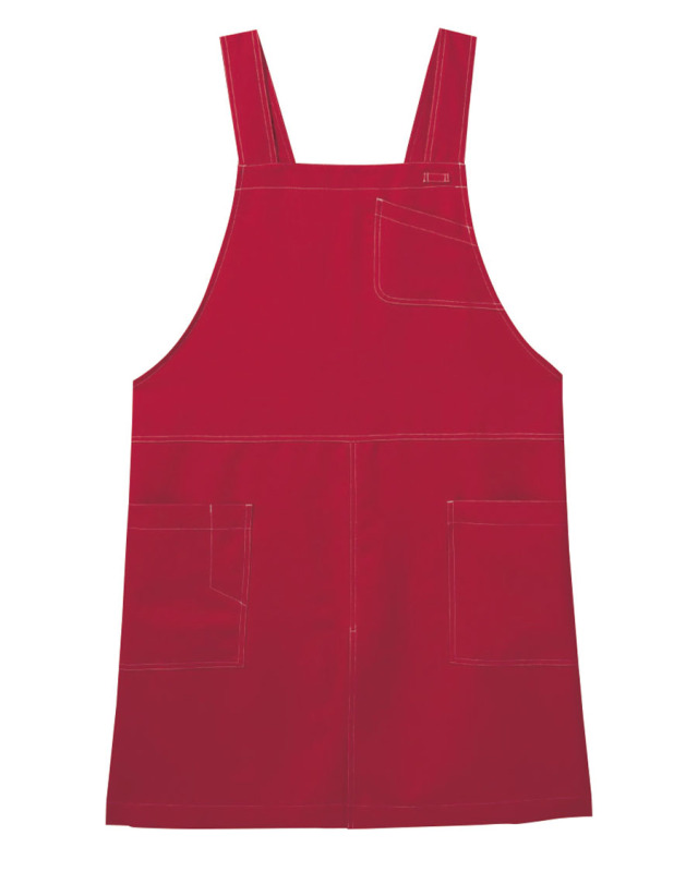 胸当てエプロン◆レッド【非フッ素撥水 ツイル】