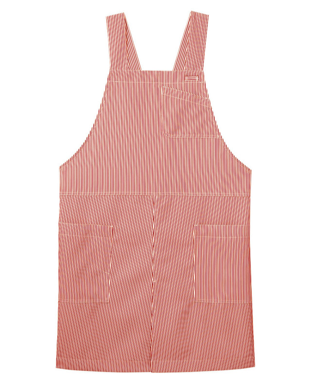 胸当てエプロン◆ホワイト*レッド【非フッ素撥水 ツイル】