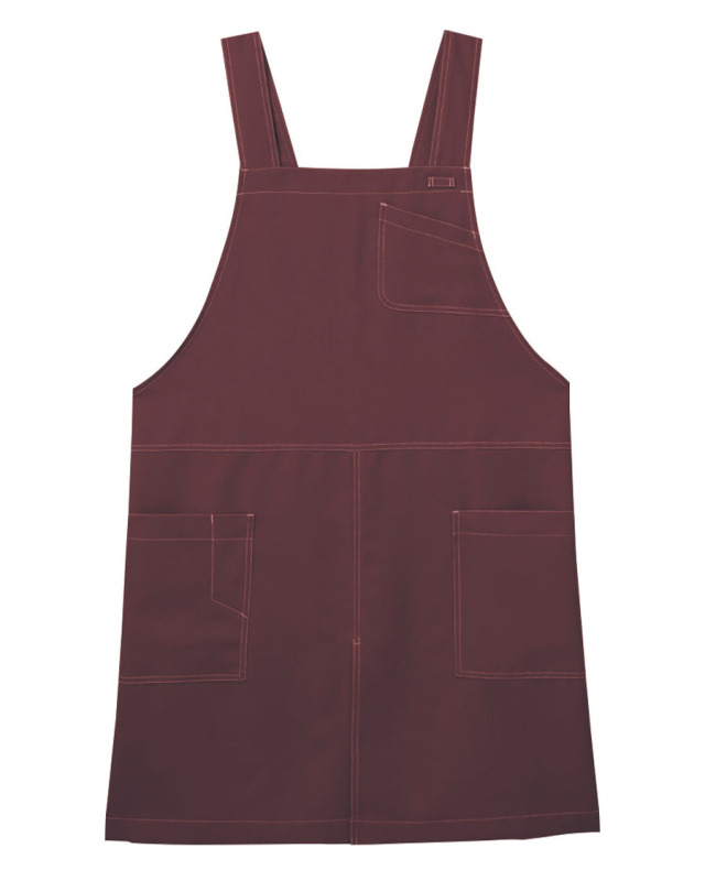 胸当てエプロン◆ワイン【非フッ素撥水 ツイル】