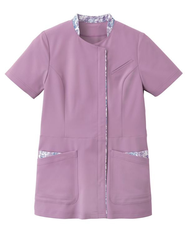 「日比谷花壇」コラボ、上品な花柄がポイントのノスタンドカラージャケット（ラベンダー）