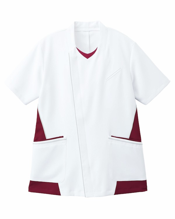 多機能ポケット付き吸汗速乾男性用カラージャケット(ホワイト*ワイン)