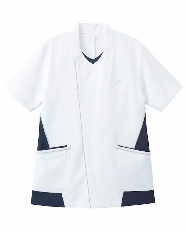 多機能ポケット付き吸汗速乾男性用カラージャケット(ホワイト*ネイビー)