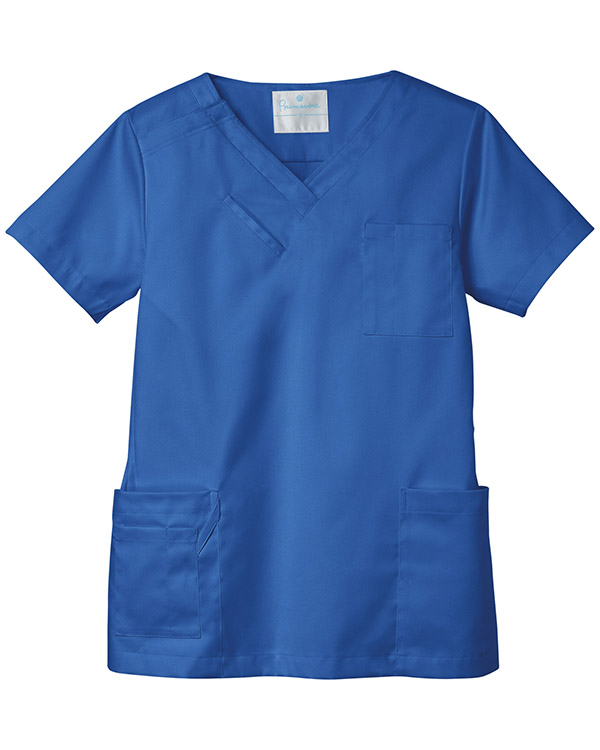 カラバリ豊富な多機能ポケットつき吸汗速乾スクラブ（コバルトブルー）