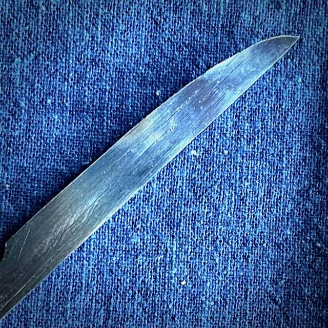 ナチュラルな焼き色です！ 鉄釘ペーパーナイフ革紐巻 05(ブルー)