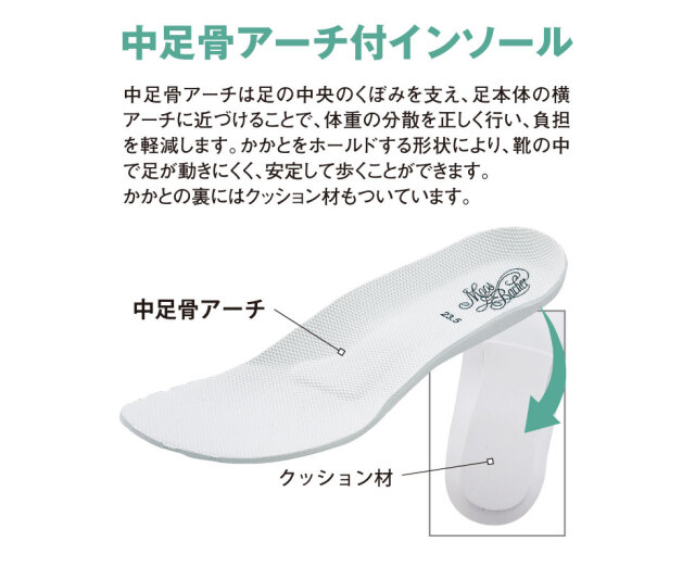甲部調節が可能な面テープ採用のシンプルシューズ