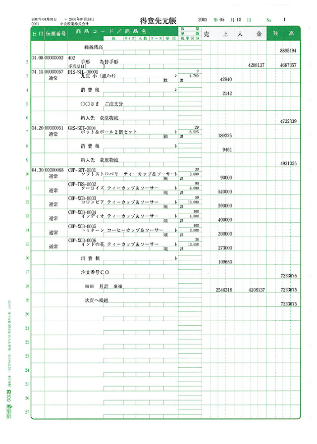 弥生 332007 兼用元帳(単票用紙) (1000枚)